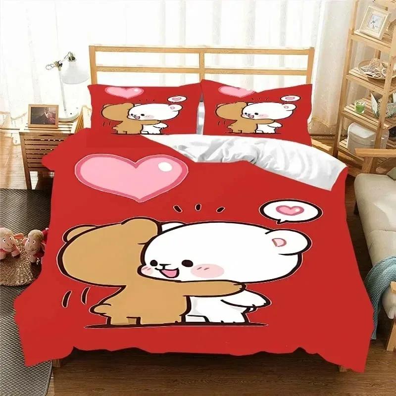 Kawaii Bubu und Dudu 3D-Druck Anime Bettwäsche Set Bettbezug Steppdecke Bett Einzel Twin Full King Queen Größe Bettwäsche Set Kinder