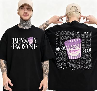 2025 Été Benson Boone Moonlight Ice Cream T-shirt Imprimé Homme 100% Coton Merch de Tournée Pull Haut Oversize