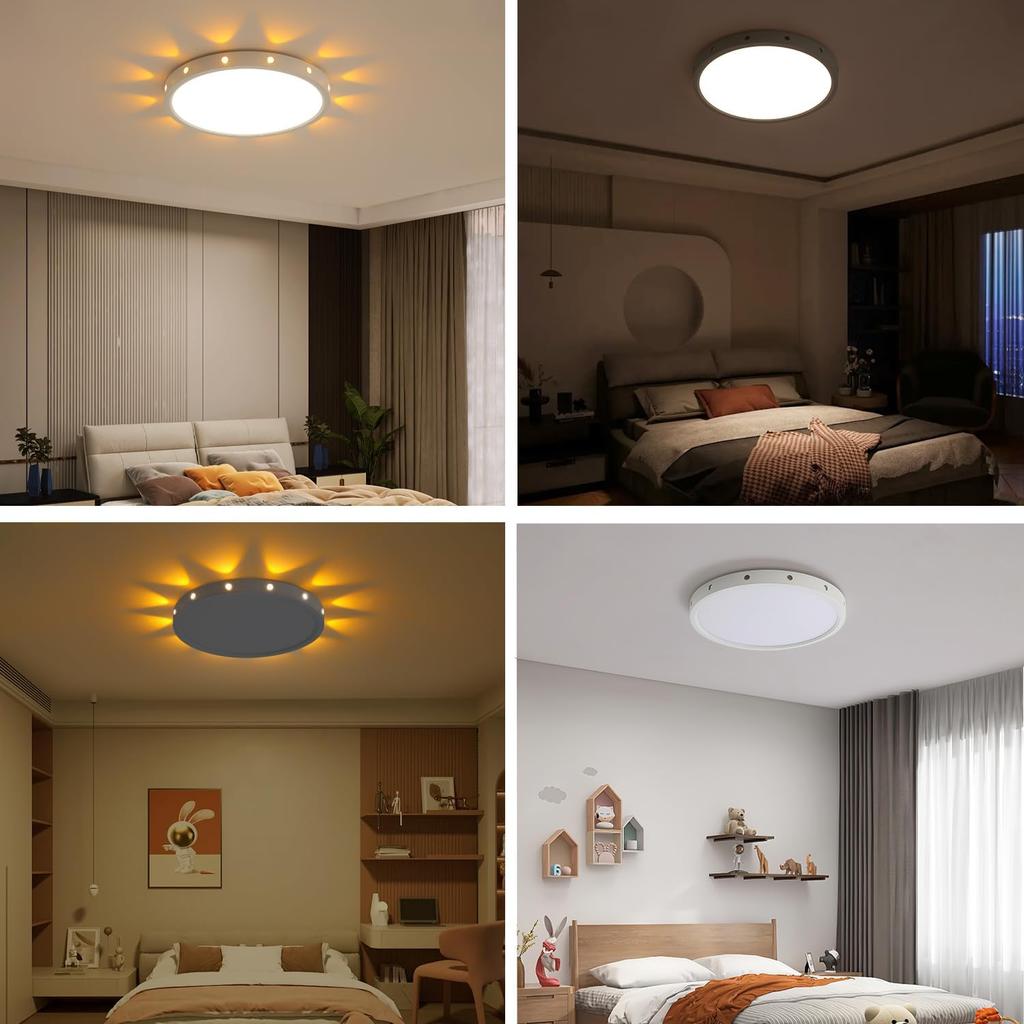 Flush Mount Led Ceiling Light Fixture 3000K/4000K/5000K Selectable,Modern Ceiling Lights for Bedroom Children's Kids Dining Room Kitchen Round White