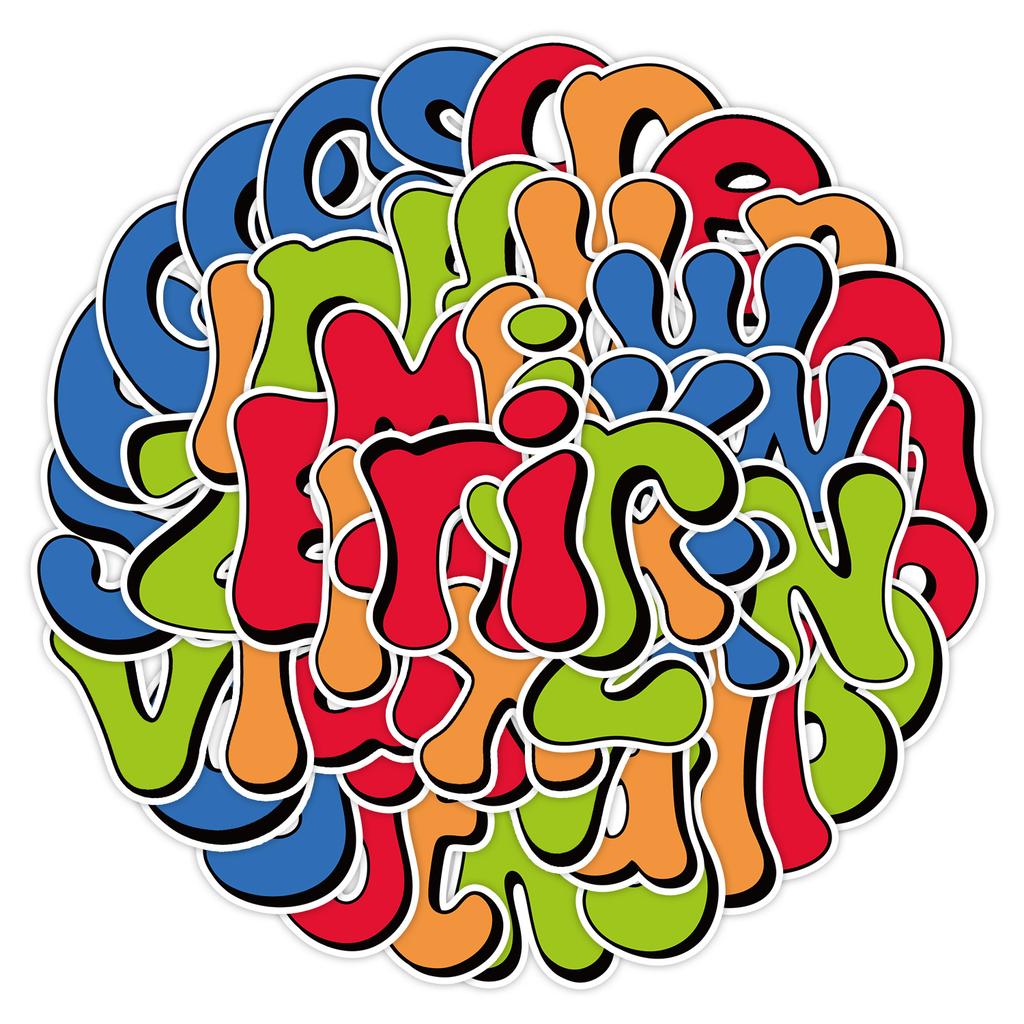 50 English Letter Stickers Mobile Phone Water Cup Waterproof DIY Decorative Stickers Children's Hand Account Stickers