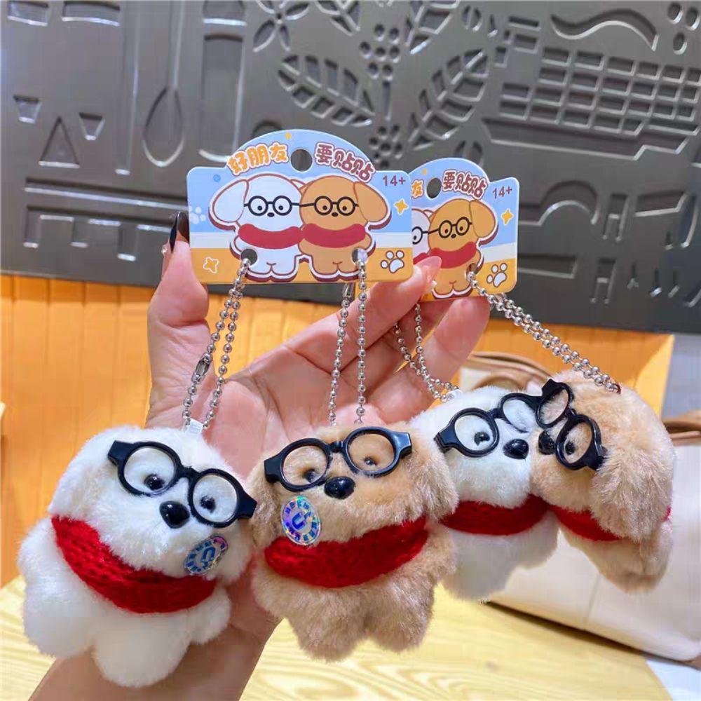 2 Stück Beutel Hängender Kragen Brillen Hund Anhänger Niedlich Magnetisch Hund Schlüsselanhänger Schlüssel Dekoration