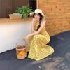 Summer New Women's Clothing Temperament Fashionable and Versatile Simple Sleeveless Printed Neck Collar Midi Dress