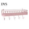 French Country Wall Shelf Mounted Floating Shelves, Metal with 5 Hooks, Key Holder Rustic Plant Stand Mail Organizer, Storage Rack for Entryway Living