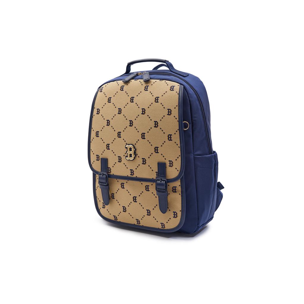 New MLB Polyester With Cotton Backpack Men's Marine Blue & Brown 7ABKMD24N-43BGS
