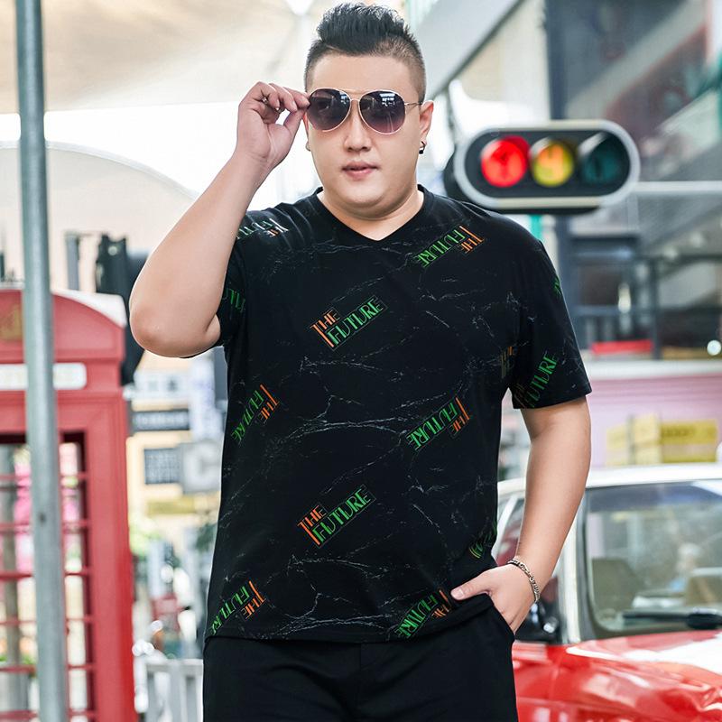 Летняя толстая мужская свободная футболка с половиной рукавов с модным принтом — фото 5