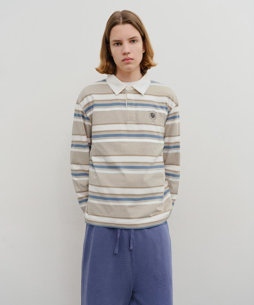 Malittepeulangsowajeobeo Stripe Collar Long Sleeve Beige