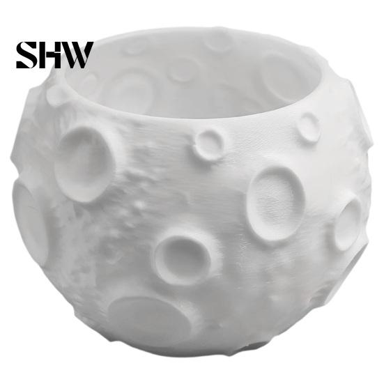 Kleiner Grüner Blumentopf 3D-gedruckter Mond-Blumentopf für Sukkulenten, Kreativer Mondoberflächen-Pflanztopf aus PLA-Material Schreibtischdekoration, Minimalistisches Home-Office