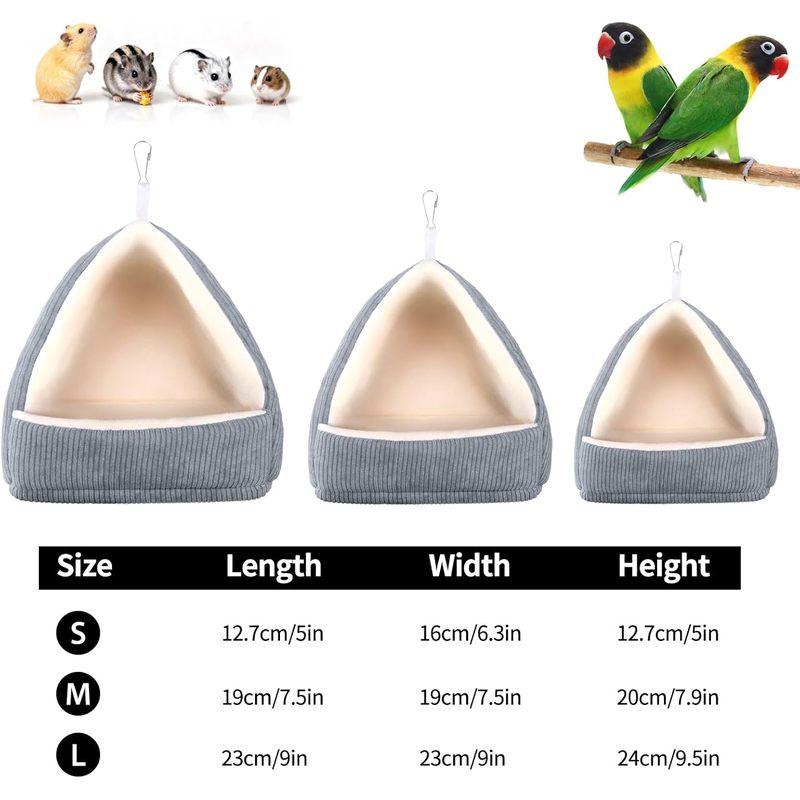 Winter warm birdhouse and bird bed, with soft plush hanging hammock and small house tent, hidden nest