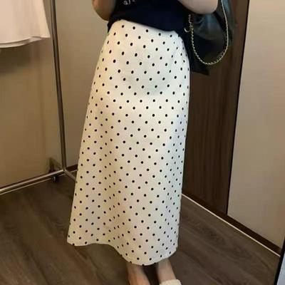 Miu-Style Polka Dot High-Waisted Wool Tweed Pencil Skirt for Plus Size Women, Autumn/Winter 2025 Collection