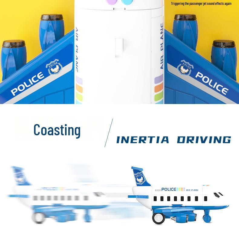 Children's Inertial Airplane Catapult Track with Golden Car and Music for Early Education