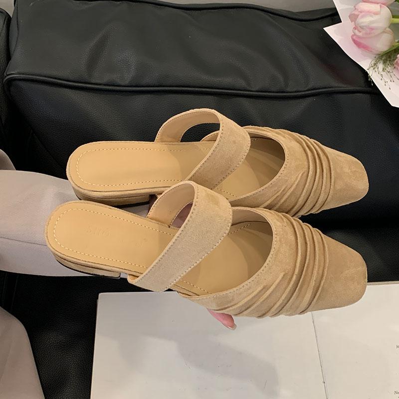 

Fashion Fashion Square Toe Ladies Flats Slippers Sandals Shoes Spring Summer Beach Female Slides Women Flats Slippers Mules Shoes 35 бежевый