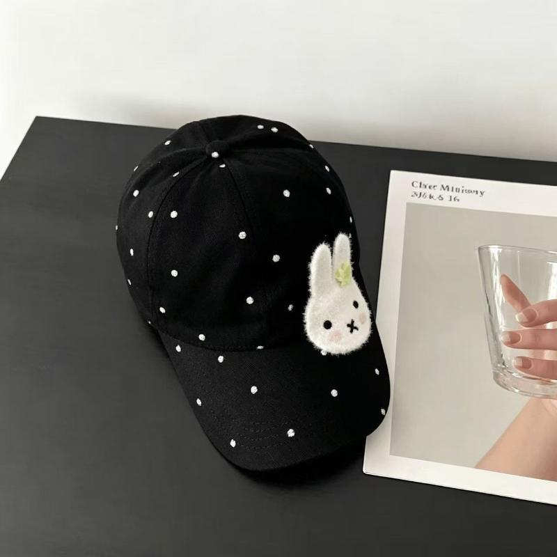 Cartoon Cat Bear Cat'S Ears Baseball Hats New Women Sunshade Polka Dot Versatile Sweet Fashion Niche Peaked Caps