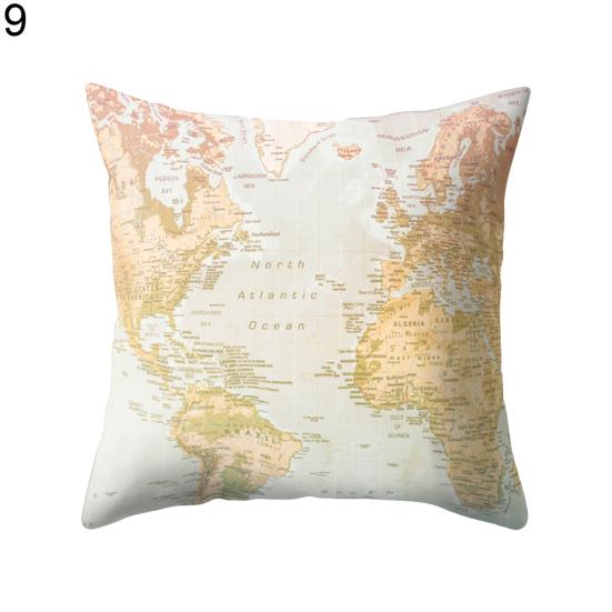 Vintage Colorful World Map Pattern Cushion Cover Polyester Peach Pillow Case Vintage Colorful World Map Pattern Cushion Cover Polyester Peach Pillow Case