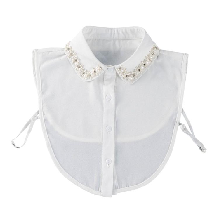

Detachable Collar Removable Button Comfortable Fabric False Collar Shirt Bead Decors for Business Casual Daily Wear