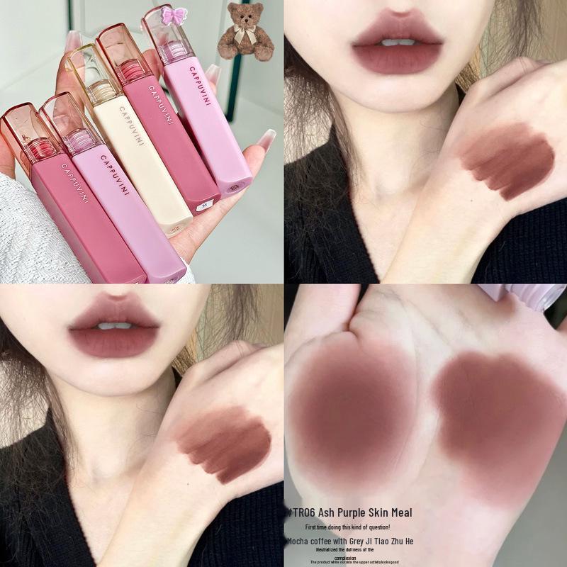 

Cappuvini Art Cotton Matte Lip Gloss - Velvet Nude Whitening Lipstick for Students