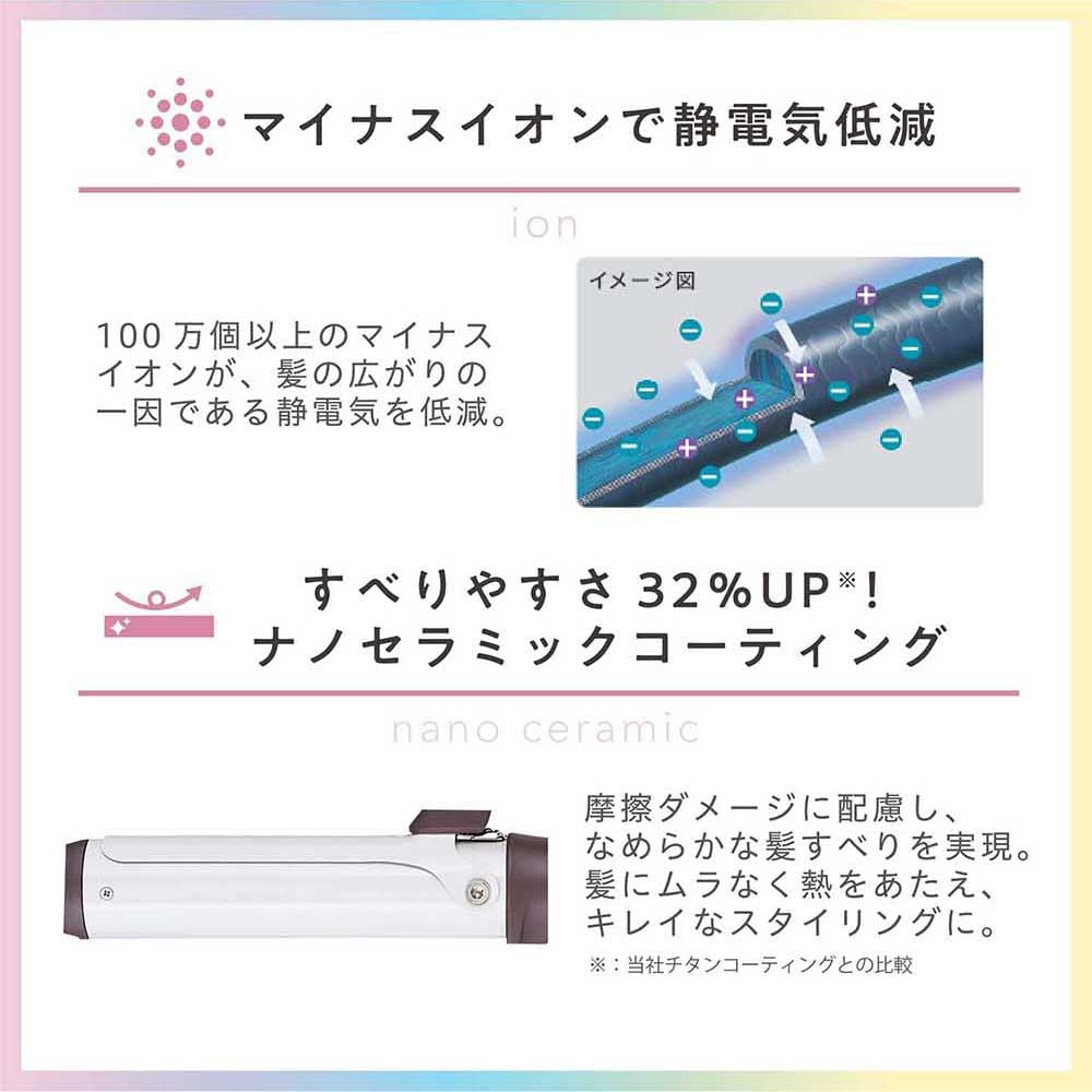 Tescom Hair Iron, 26mm, International Compatible, Steam, Temperature Control/Lock/Memory, Auto-Off, Easy-Disconnect Plug, Melty Pink, TM452A-P