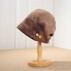 Button retro pile hat women's wasteland wind niche daily cold hat big head circumference advanced feeling bag head hat tide
