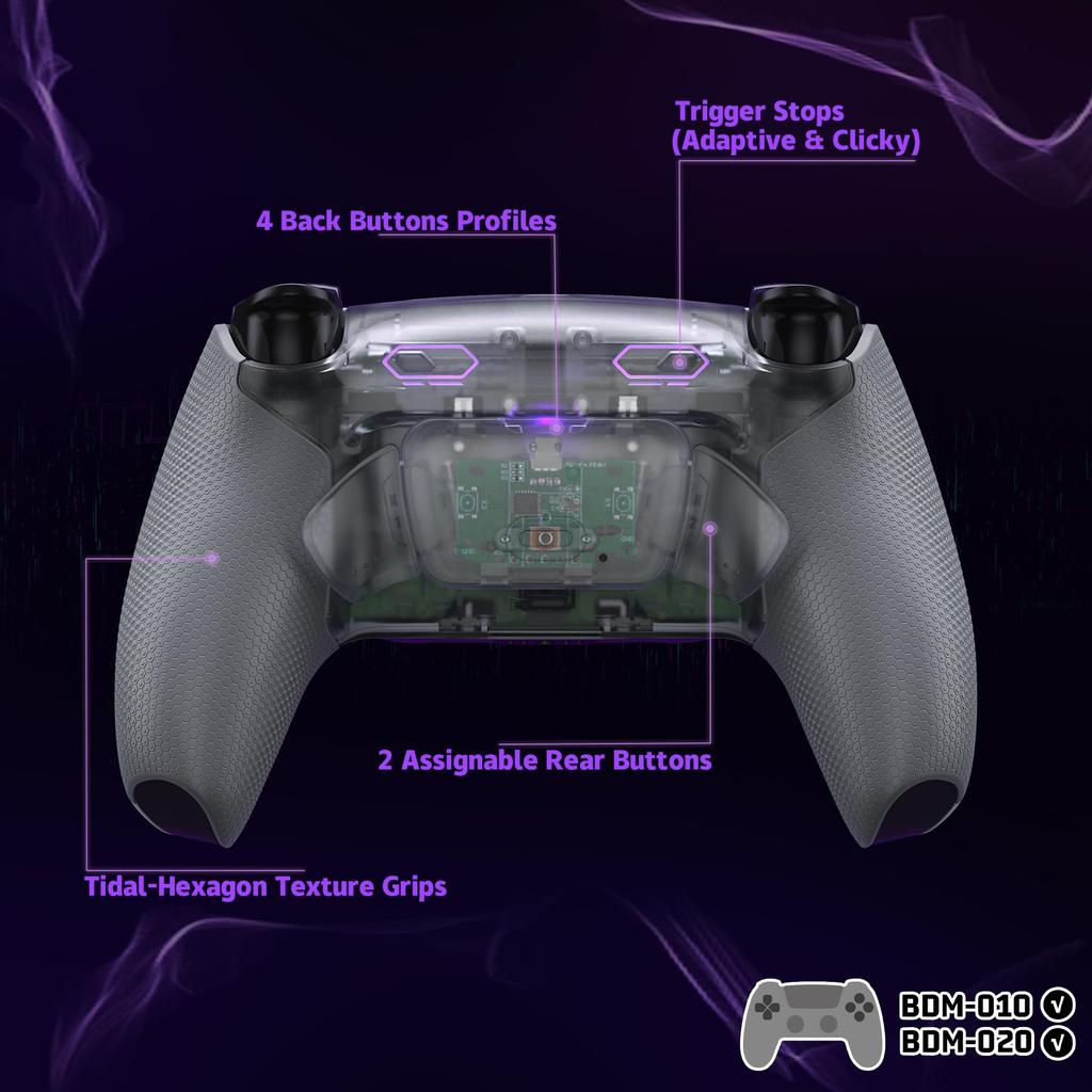 eXtremeRate RISE Plus MAX Back Paddle Kit for PS5 Controller with Clicky Trigger Stops Rubber Remappable Back Button Kit for PS5 Controllers