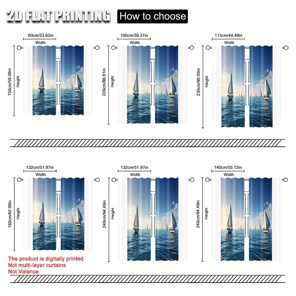 2pc    Window Curtains Art sailing Protecting Privacy Holiday Decorations Use for Indoor Celebrations   Room Decor