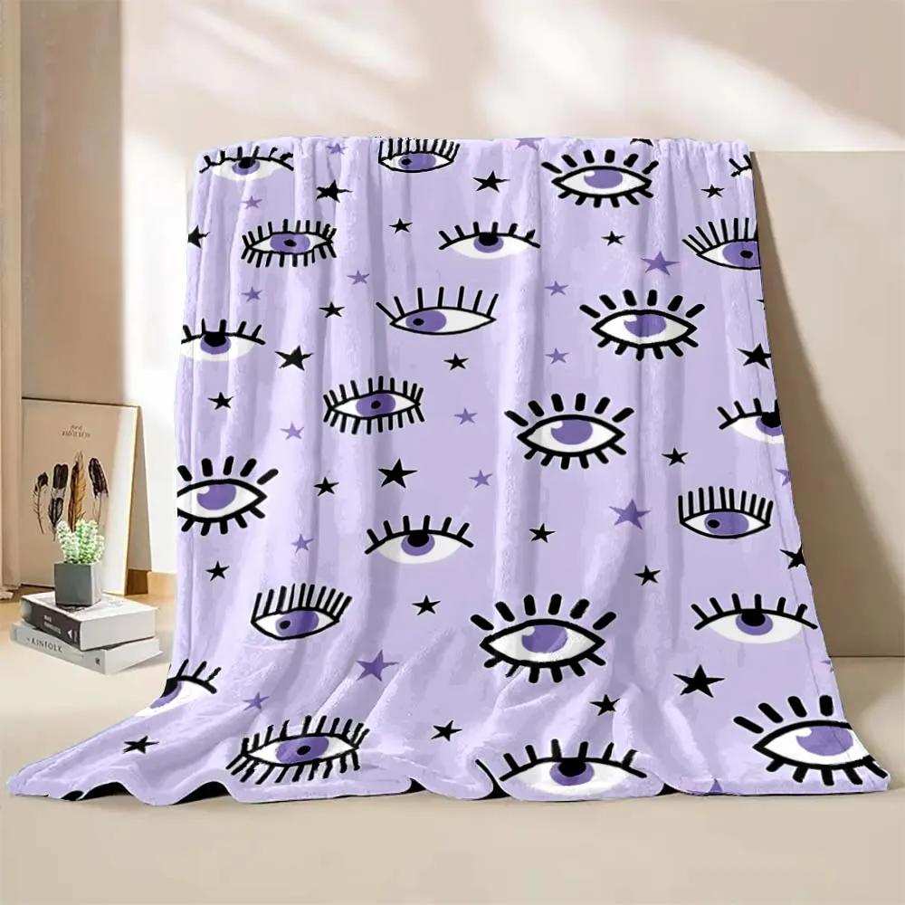 6 Sizes Cartoon Eyelashes Art Printed Believer Blanket Warm Soft and Comfortable Home Travel Blanket Office Sofa Blanket Gift