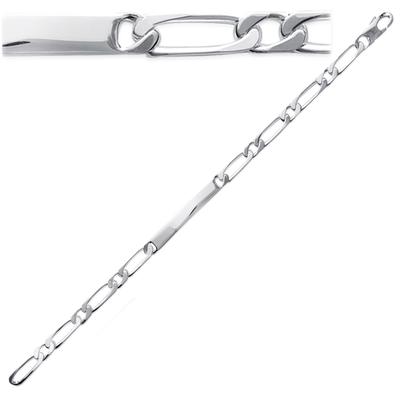 [L3822] - Silver 'Identity' Figaro Rhodium-plated Curb Chain - 18 Cm 5 Mm