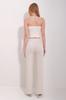 Women's Trousers New Season Fashion Cream Front Stitched Lycra Modal Palazzo Trousers