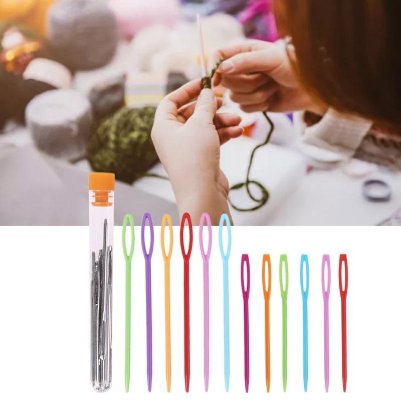 12Pcs Plastic Sewing Needles+18Pcs Large Eye Needles Safety Darning Yarn Lacing Weaving Sewing Needles Projects