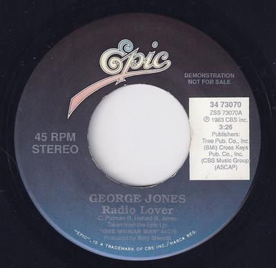 Disque 7 pouces GEORGE JONES - Radio Lover 3473070 Epic 1989 US Folk Occasion