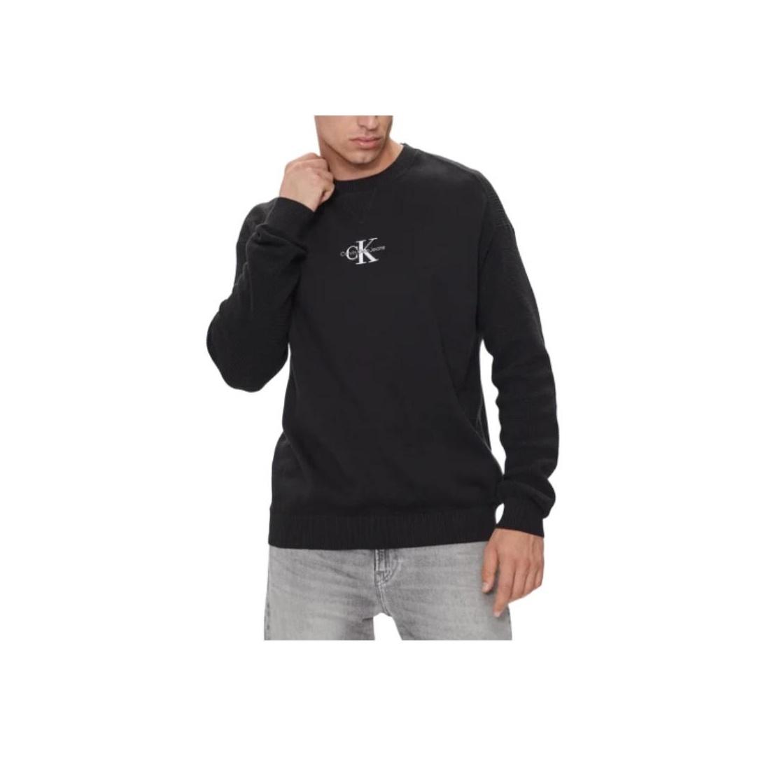 

Calvin Klein Letter Round Neck Fitted Long Sleeve Sweatshirt Men sweatshirt Black J30J325671-BEH M
