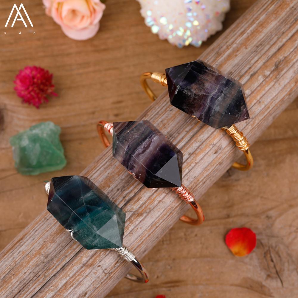 Exquisite Women Citrines Quartz Wristband Bracelet Natural Stones Gold Copper Handmade Bangle Teengirl Cuff Bracelet Jewelry