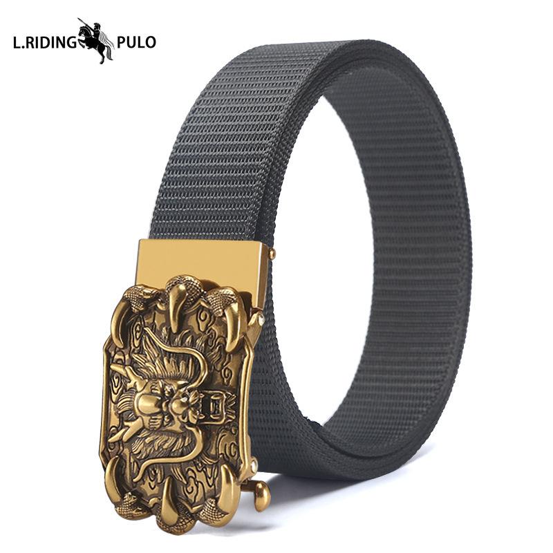 Men's Belt Toothless Alloy Automatic Buckle Men's Belt Imitation Nylon Canvas Youth Versatile Casual Belt