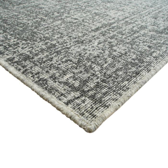 Living Room Rug In Dark Grey Wool 160x230
