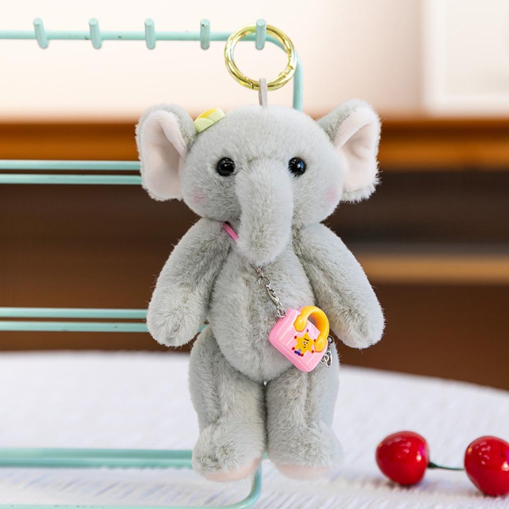 Anti-lost Elephant Plush Toy Cartoon Elephant Plush KeyChain Elephant Backpack Pendant  Bag Pendant
