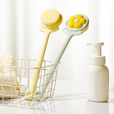 Bath Brush Flower Shape Soft Bristle Long Handle Non-Slip Grip Cleaning Brush Gentle Skin Cleaning SPA Bath Tool Bathroom Accessory
