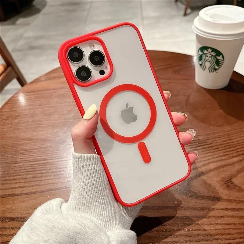 For Magsafe Magnetic Wireless Charging Case For iPhone 16 15 14 13 12 11 Pro Max 16 Plus 12 13 Mini 16e Hard Acrylic Clear Cover