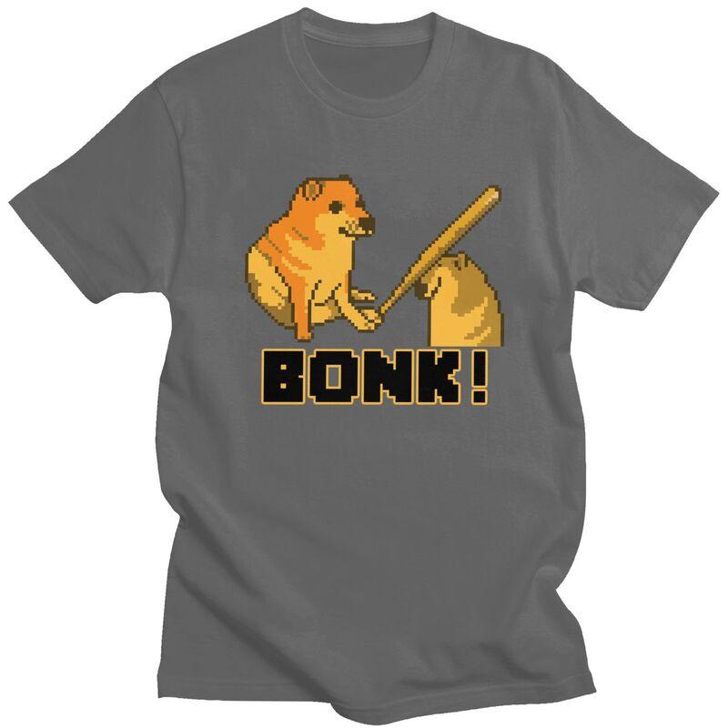 Vlastní Cheems Bonk Meme Pixel Art Trička pro Muže Krátký Rukáv Volnočasové Tričko Shiba Inu Pes Tričko 100% Bavlna Trička Nápad na Dárek