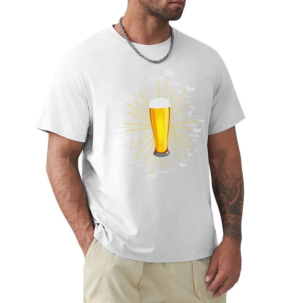 Wort Bier In 45 Verschiedenen Sprachen Unterschiedlicher Stil T-Shirt Harajuku Kurzarm T-Shirt 100% Baumwolle Grafik T-Shirt Oberteile