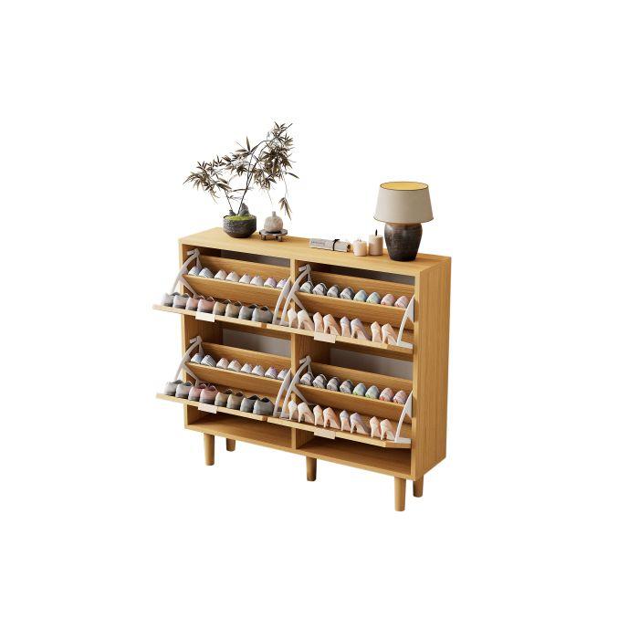 Meuble À Chaussures Avec 4 Tiroirs Rabattables, En Rotin Avec Poignées En Métal Dimensions : 100 X 25 X 90 Cm