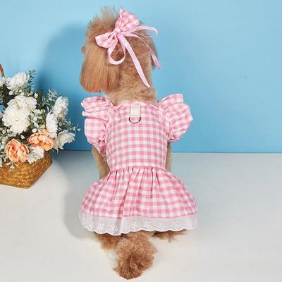 Sweet Pet Flying Sleeves Skirt British Style Comfortable Cat Princess Dress Breathable Cute Puppy Fairy Skirt