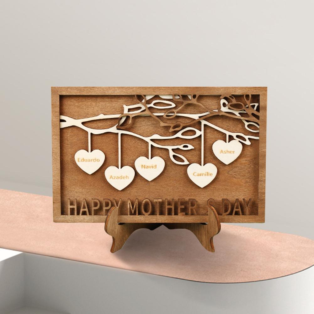 Family Sign Ornament Carved Wooden Sign Christmas Gift For Living Room Desktop Decoration