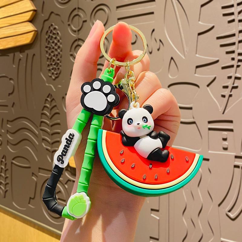 Panda Fruit Doll Keychain Backpack Car Cartoon Pendant Accessories Gift Couple