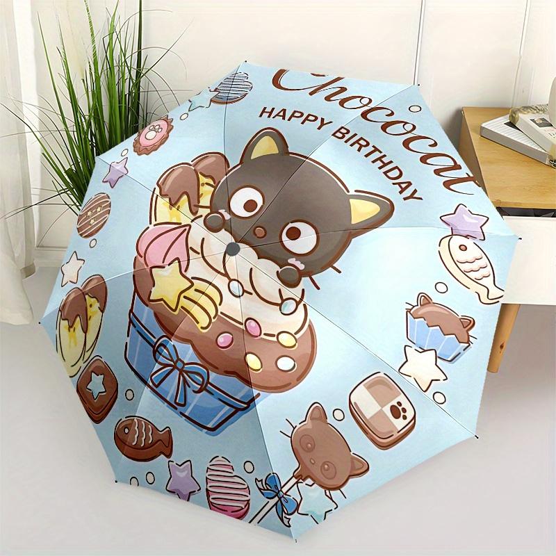 

Chococat, Birthday Automatic Opening and Closing Parasol Compact Travel Umbrella with 8 Ribs for Women and Men Ideal Birthday/Christmas Gift
