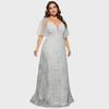 Elegant Deep V Lace Evening Dress - Bridesmaid & Party Ready