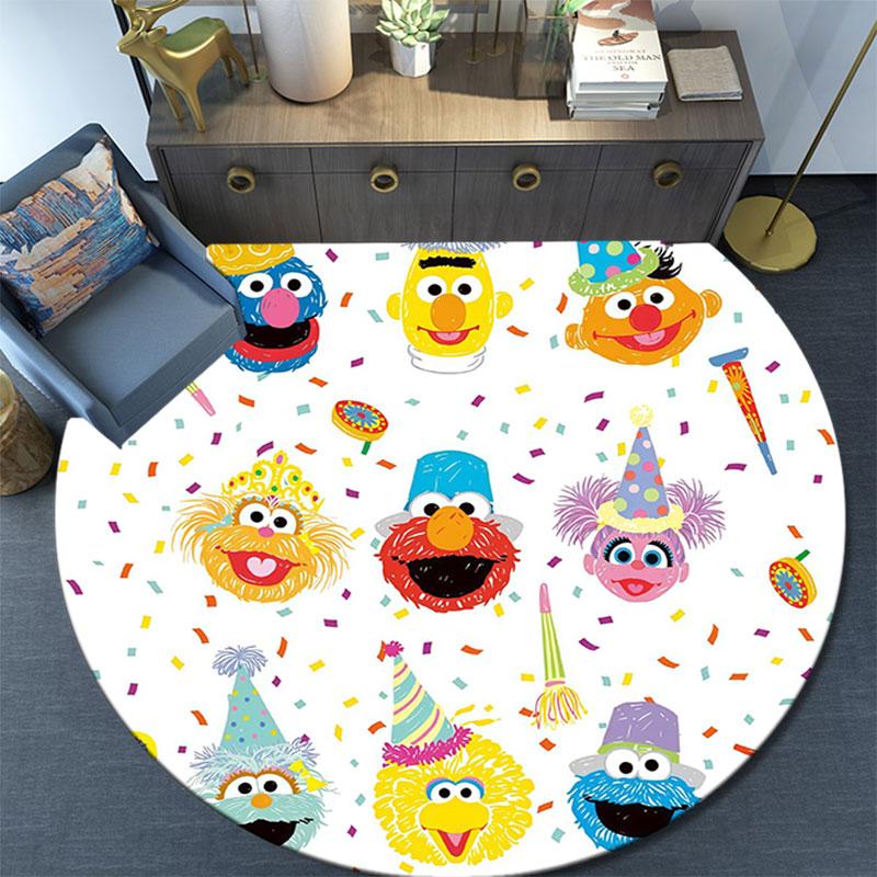 Sesame Street,Round Area Rug,Carpet Rug for Living Room Bedroom Sofa Playroom Decor,Non-slip Floor Mat