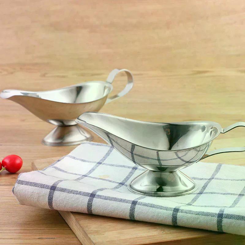 Sauce Dripless Lip Salt Spice Gravy Boat Hotel Kitchen Restaurant steak Sauce Lip Stainless Steel Sauce Boat Sauce Storage Box