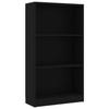 VidaXL 3-Tier Bookshelf Black 60x24x109 Cm Engineered Wood