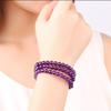 Amethyst Three-Turn Beaded Crystal Bracelet