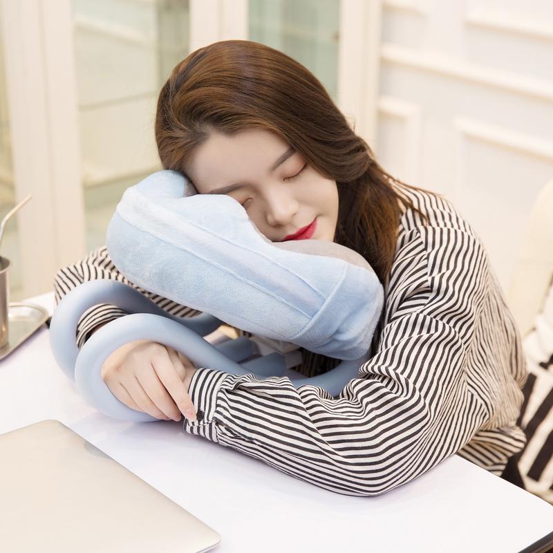 U-Shaped Neck Pillow With Gooseneck Tablet Phone Holder Sleep Cushion with Flexible Phone Reading Holder for Travel Office