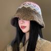 Retro Jacquard Knitted Bucket Hat Autumn Winter Korean Warm Casual Basin Hat For Women