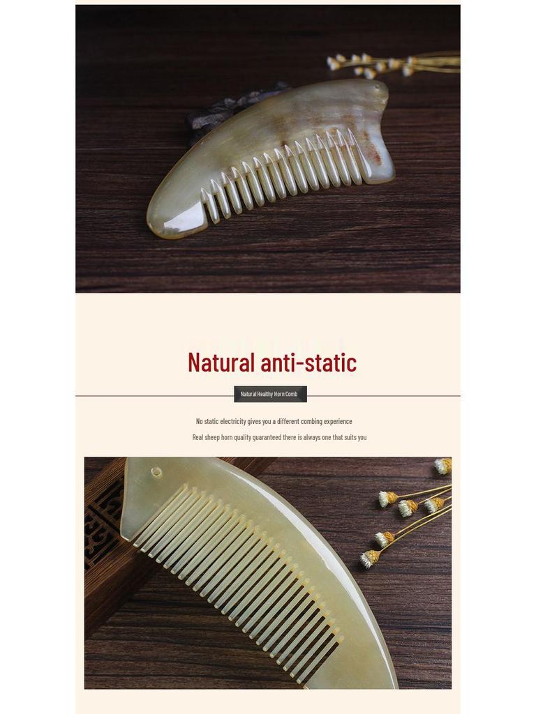 Natürlicher Dicker Ochsenhorn Haarkamm - Entwirrend, Massage, Geschenkoption, Graviert.